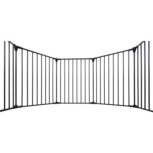 Black Safety Gate - 6 Panels - Play Fence With Door