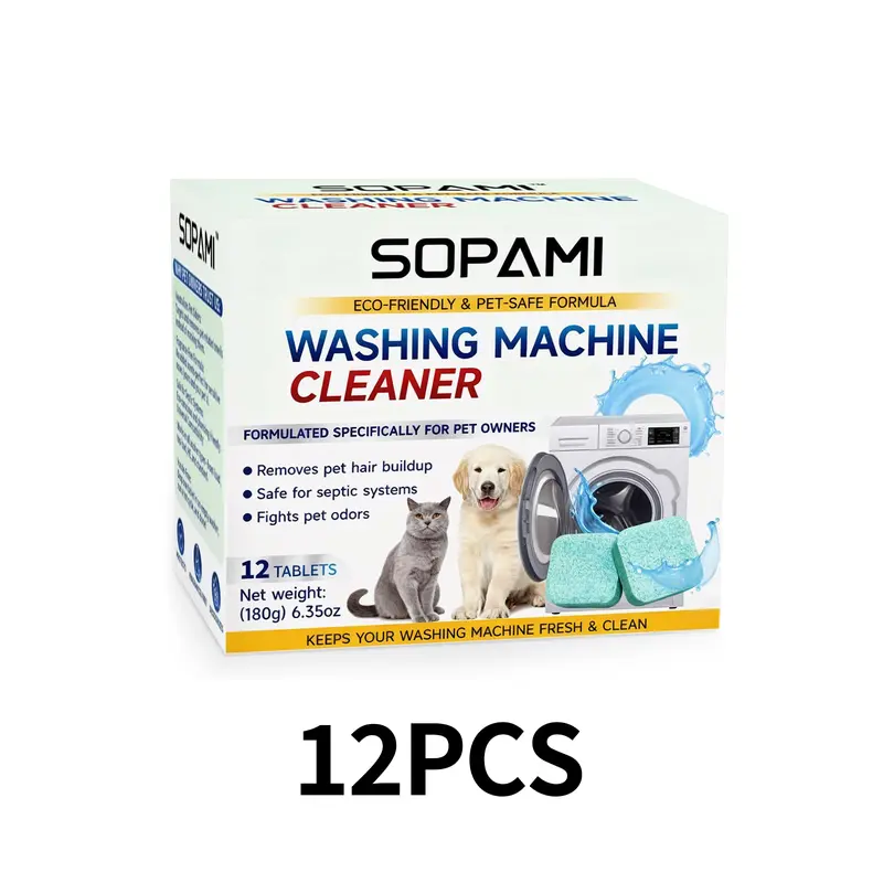 Washing Machine Cleaner Tablets 12 Pack – Deep Cleaning Laundry Machine Tablets for Odor, Grime & Freshness