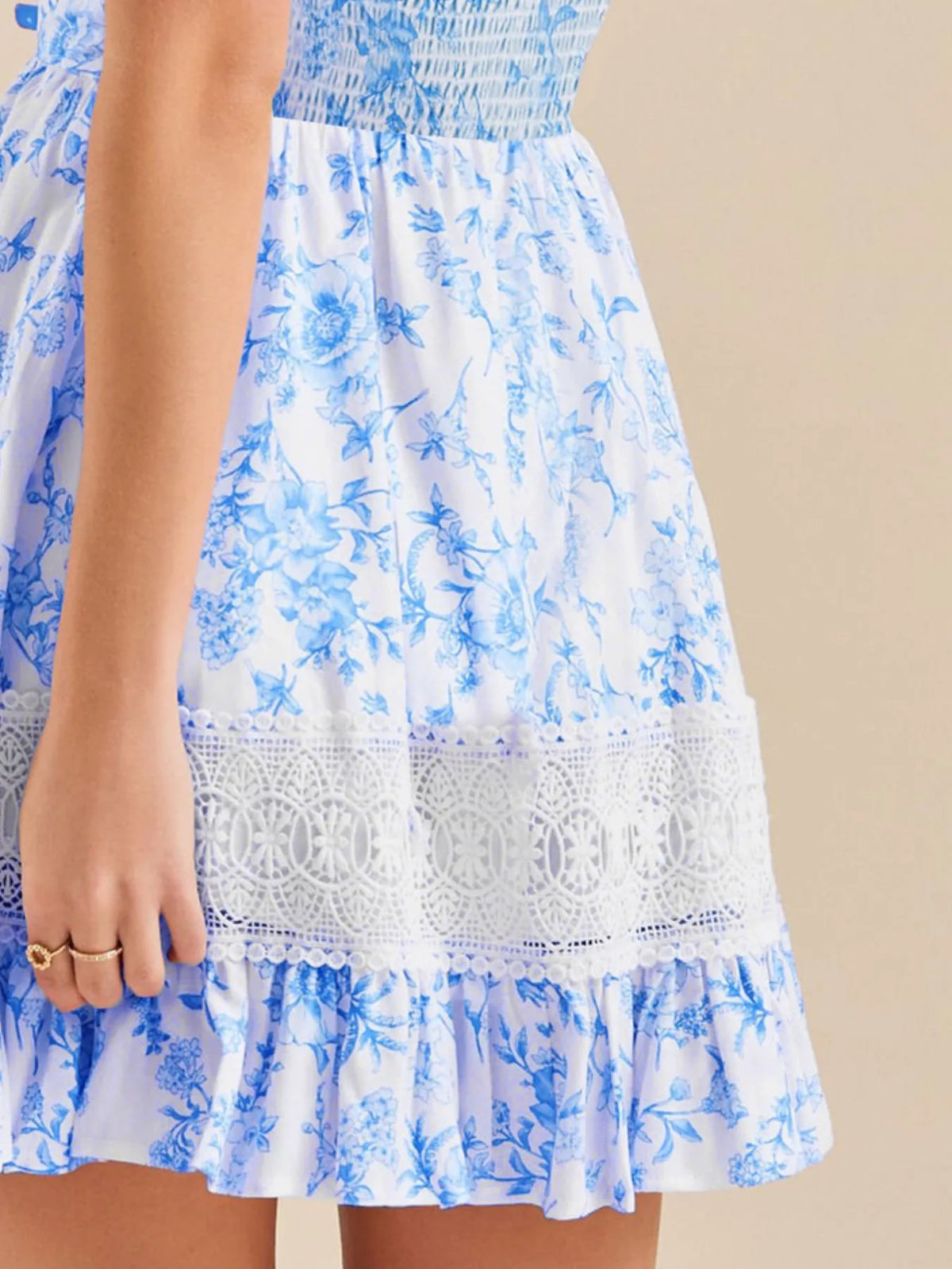 Ruffled Hem Printed Tube Dress
