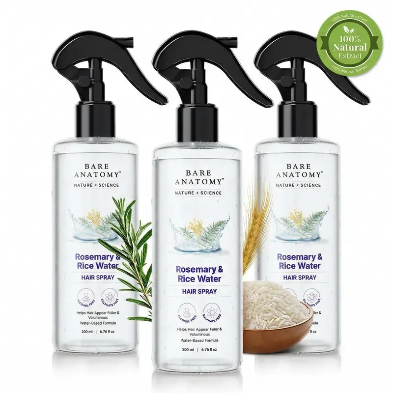 Rosemary Water & Rice Water Hair Treatment β Natural Extract Hair Spray for Smooth, Soft & Healthy-Looking Hair, Lightweight Fast-Absorbing Non-Greasy Formula, 200 ml
