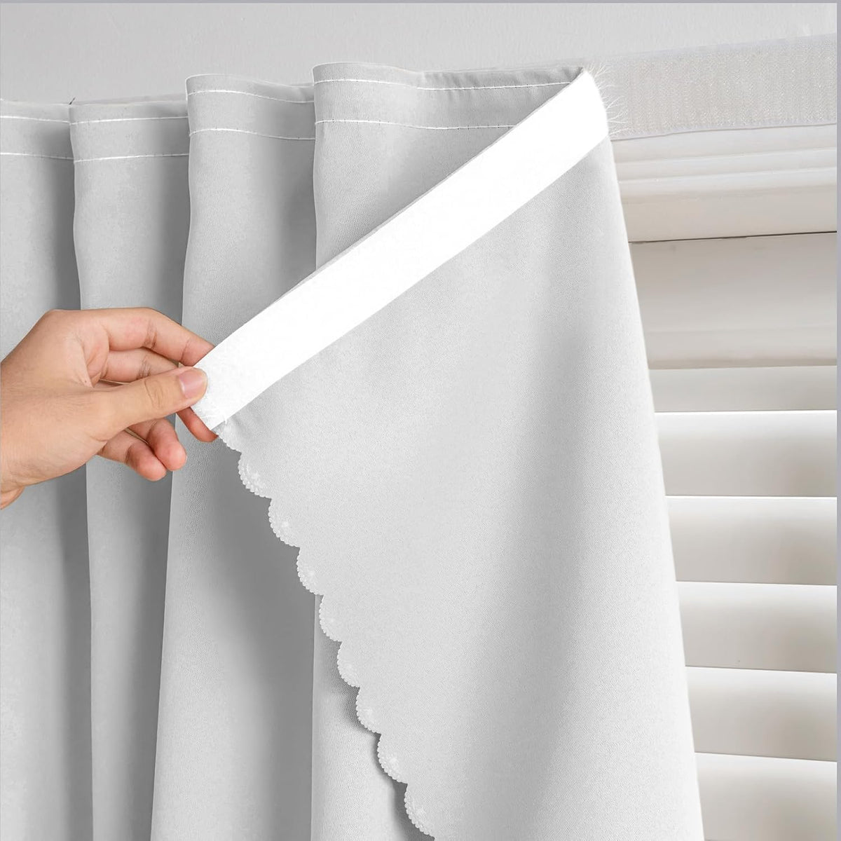 Blackout Window Curtain Panel with Magic Tape, Easy-Install Light Blocking Privacy Curtain for Bedroom, Living Room, Kitchen, Nursery, Office & Apartment, Removable Reusable Window Cover for Better Sleep, Home Privacy & Party Decoration