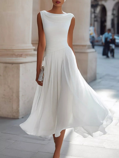 Full Size Sleeveless Cowl Neck Midi Dress
