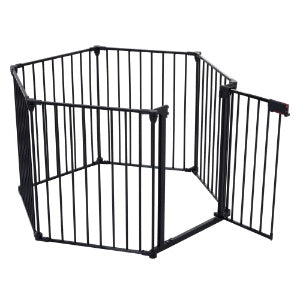 Black Safety Gate  - 6 Panels  - Play Fence With Door