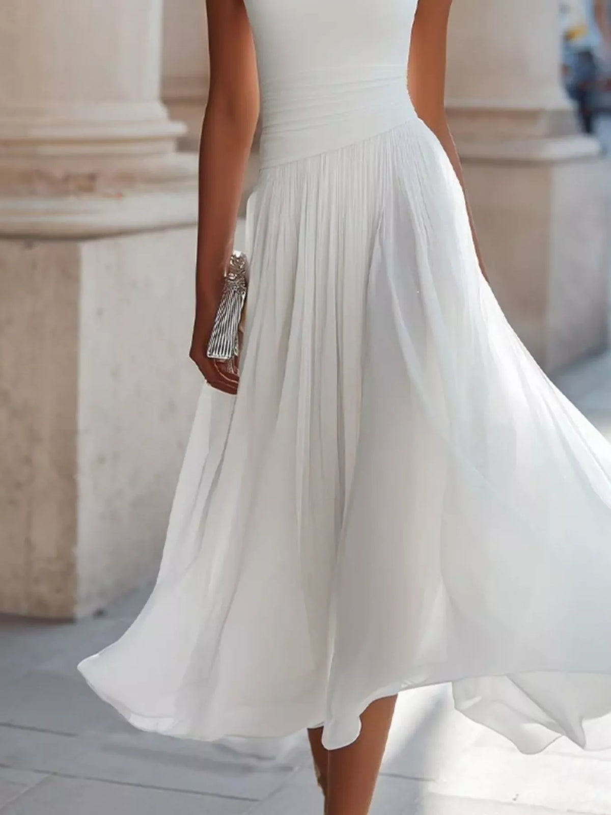 Full Size Sleeveless Cowl Neck Midi Dress