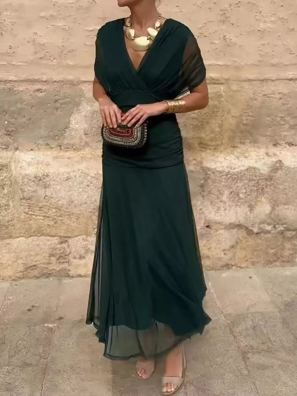 Full Size Off-Shoulder Ruched Maxi Dress