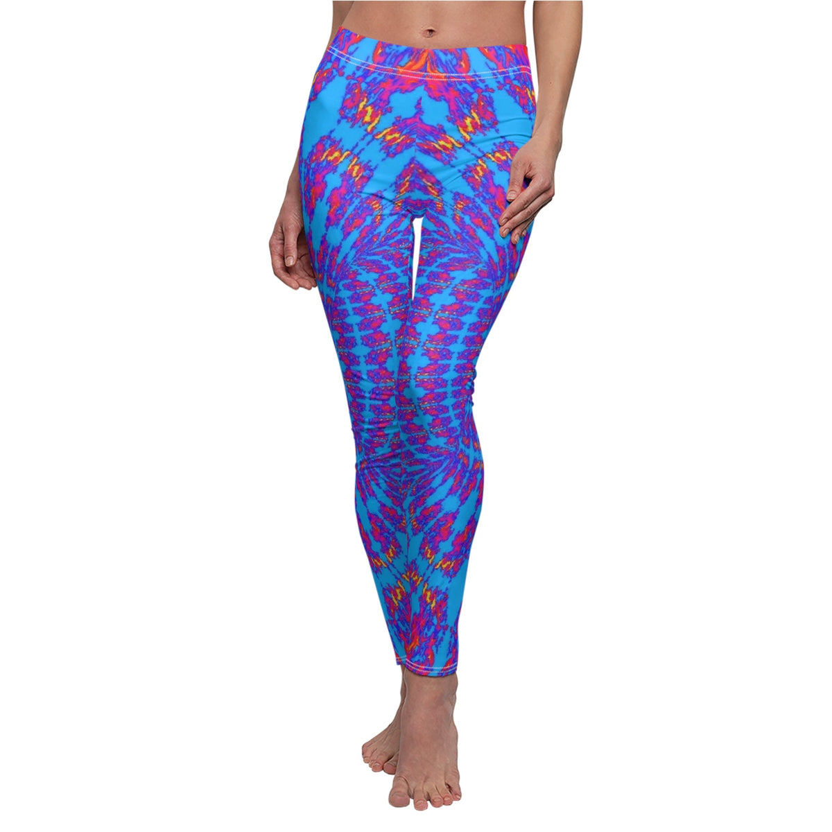 Tie-Dye Blue & Purple Women's Leggings — Vibrant All-Over Print Casual Leggings