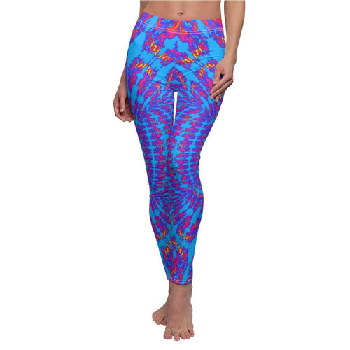 Tie-Dye Blue & Purple Women's Leggings — Vibrant All-Over Print Casual Leggings
