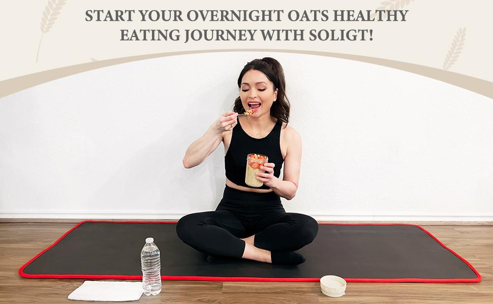 16oz Glass Overnight Oats Containers with Lids & Folding Spoons – Reusable Meal Prep Jars with Divided Compartments for Yogurt, Fruit, Granola, Snacks & Breakfast