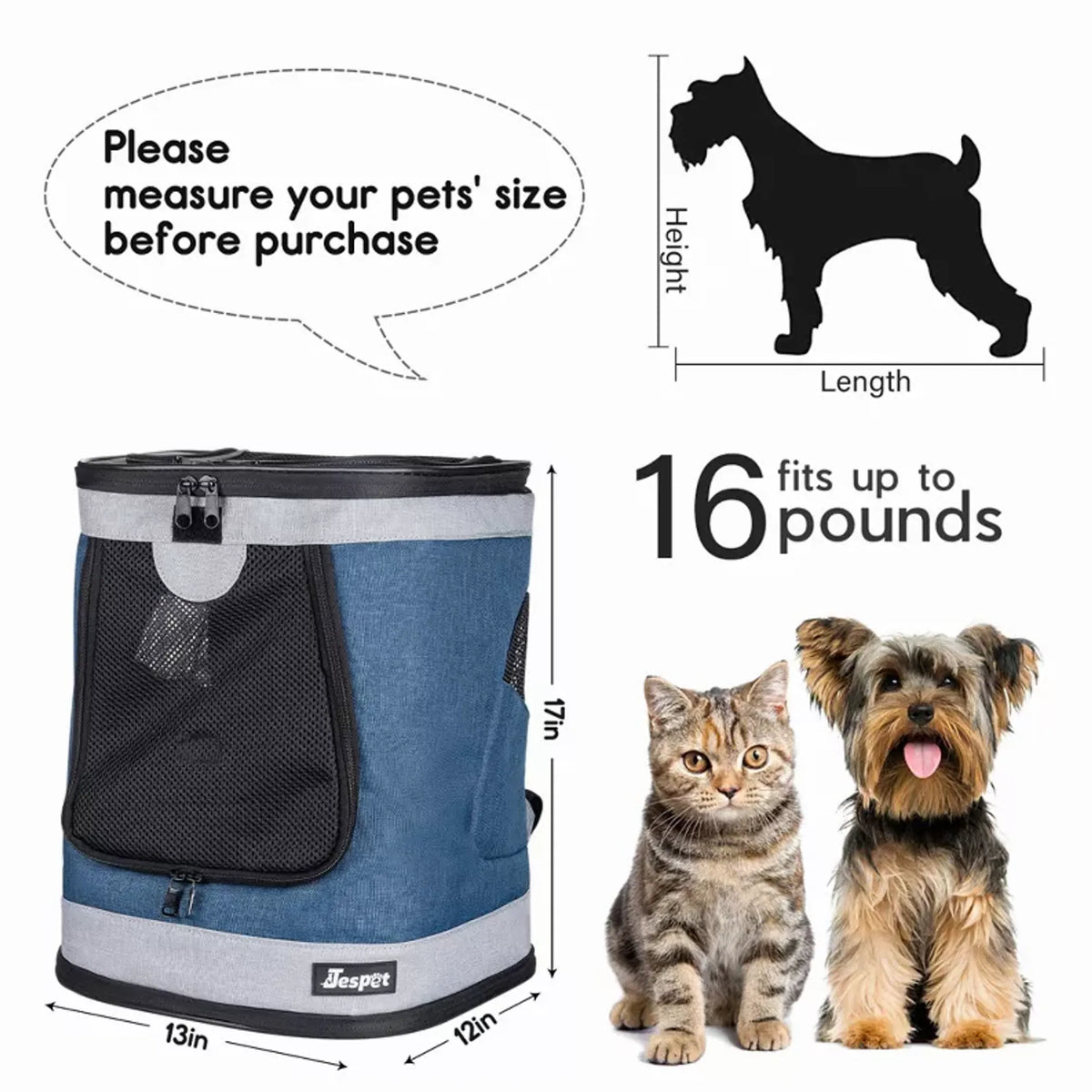 JESPET Pet Backpack Carrier