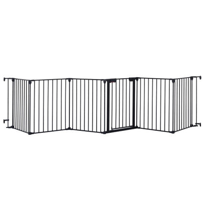 Black Safety Gate  - 6 Panels  - Play Fence With Door