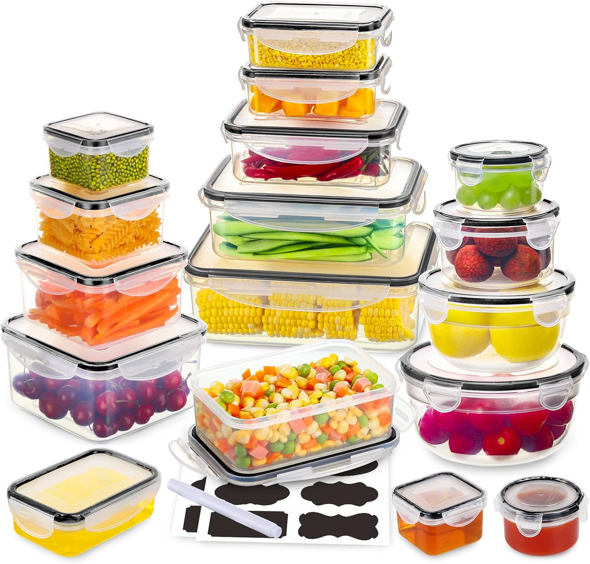 40-Piece Airtight Food Storage Containers with Lids, BPA-Free Stackable Kitchen Storage Organizer Set