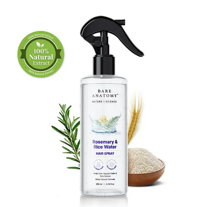 Rosemary Water & Rice Water Hair Treatment – Natural Extract Hair Spray for Smooth, Soft & Healthy-Looking Hair, Lightweight Fast-Absorbing Non-Greasy Formula, 200 ml