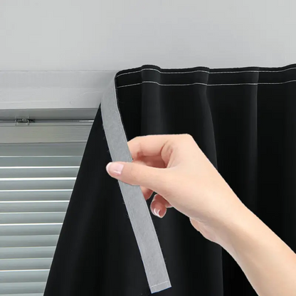 Blackout Window Curtain Panel with Magic Tape, Easy-Install Light Blocking Privacy Curtain for Bedroom, Living Room, Kitchen, Nursery, Office & Apartment, Removable Reusable Window Cover for Better Sleep, Home Privacy & Party Decoration