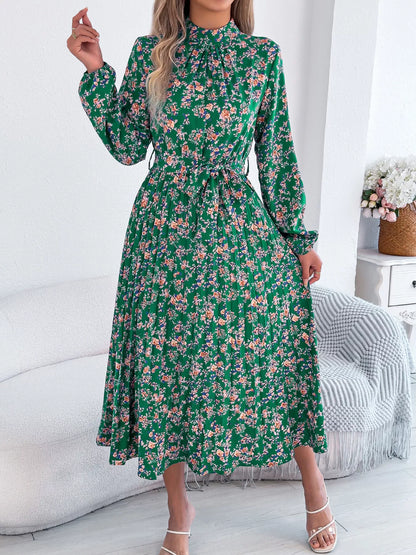 Floral Print Long Sleeve Midi Dress