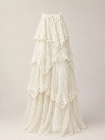 Layered Lace Tulle Maxi Dress