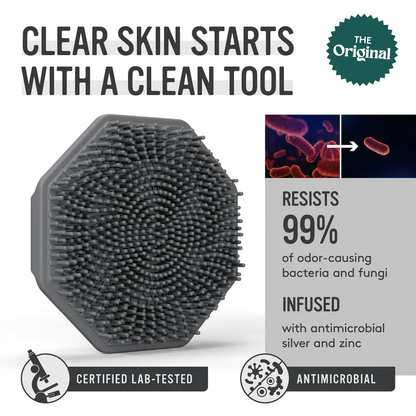 Silicone Facial Cleansing Brush – Antimicrobial Face Scrubber for Deep Pore Cleansing, Gentle Exfoliation & Dead Skin Removal