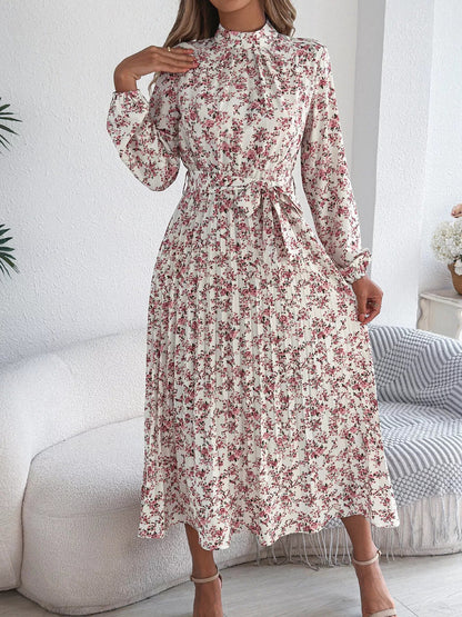 Floral Print Long Sleeve Midi Dress