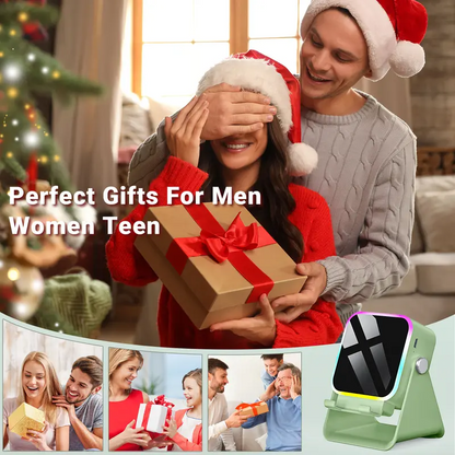 5-in-1 Wireless Induction Speaker with Phone Holder, 360° Adjustable Phone & Tablet Stand, 3500mAh Rechargeable Power Bank and Colorful Ambient LED Light