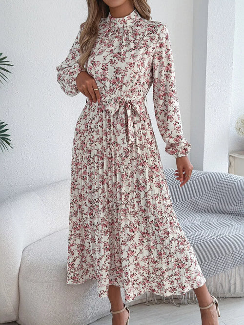 Floral Print Long Sleeve Midi Dress