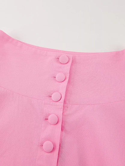 Cap Sleeve Button-Down Crop Top and Midi Skirt Set
