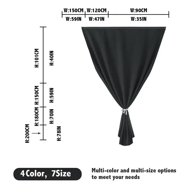 Blackout Window Curtain Panel with Magic Tape, Easy-Install Light Blocking Privacy Curtain for Bedroom, Living Room, Kitchen, Nursery, Office & Apartment, Removable Reusable Window Cover for Better Sleep, Home Privacy & Party Decoration