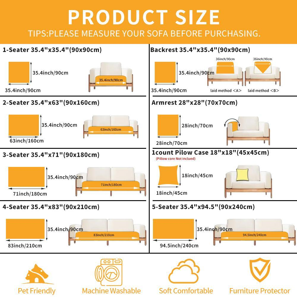 Soft Non-Slip Sofa Cover, Washable Couch Protector with Geometric Jacquard Pattern, Comfortable Furniture Cover for Living Room & Home