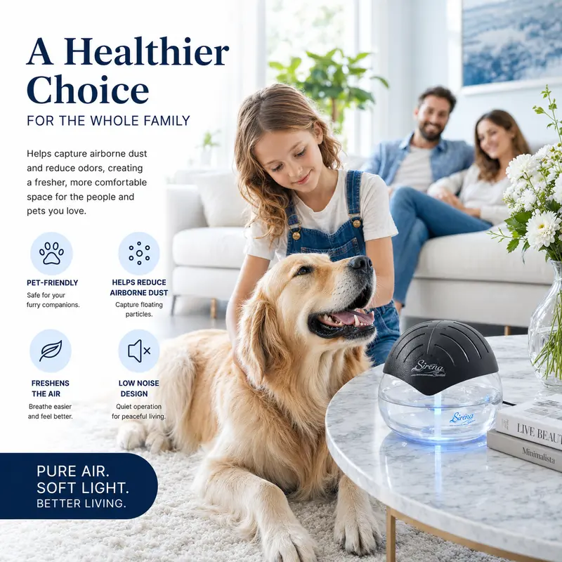 7-Color Water Air Purifier & Aroma Diffuser with LED Night Light, Multi-Function Air Washer for Home, Bedroom & Office