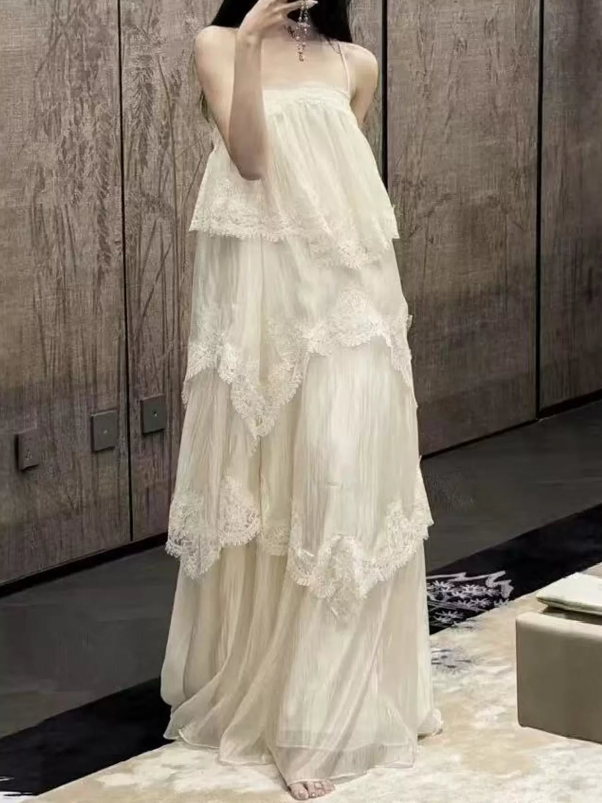 Layered Lace Tulle Maxi Dress