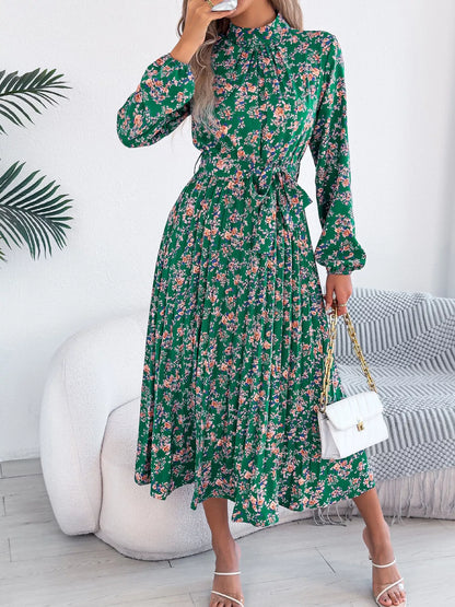 Floral Print Long Sleeve Midi Dress