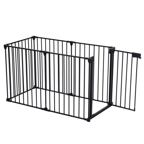 Black Safety Gate  - 6 Panels  - Play Fence With Door