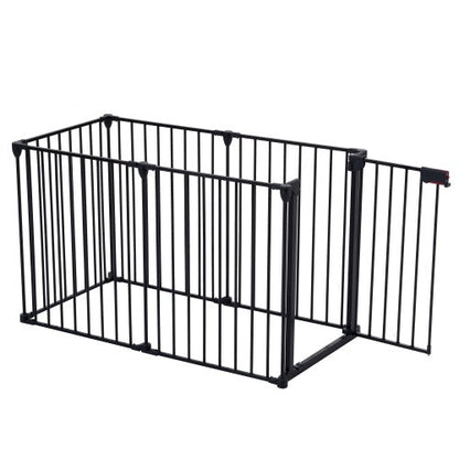 Black Safety Gate  - 6 Panels  - Play Fence With Door