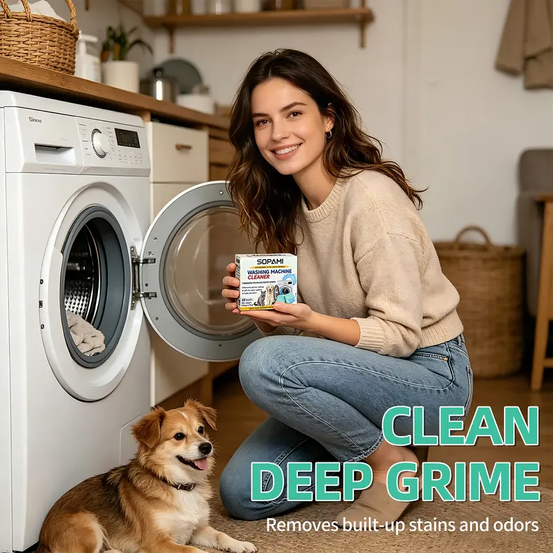 Washing Machine Cleaner Tablets 12 Pack – Deep Cleaning Laundry Machine Tablets for Odor, Grime & Freshness