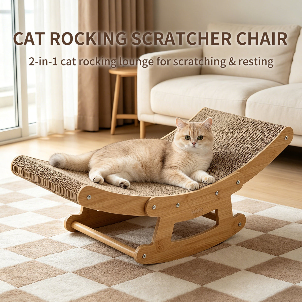 2-in-1 Cat Rocking Scratcher Chair