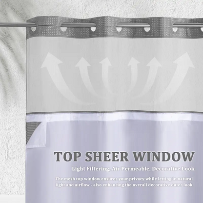 No Hook Shower Curtain with Snap-In Liner, Waffle Weave Waterproof Shower Curtain, Double-Layer Design with Removable Washable Liner
