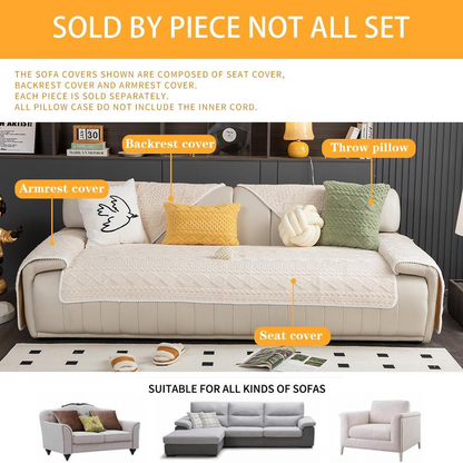 Soft Non-Slip Sofa Cover, Washable Couch Protector with Geometric Jacquard Pattern, Comfortable Furniture Cover for Living Room & Home