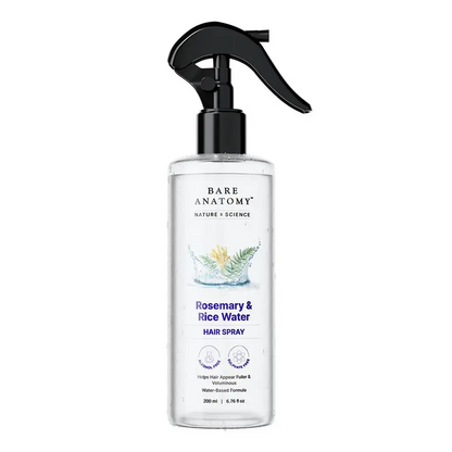 Rosemary Water & Rice Water Hair Treatment – Natural Extract Hair Spray for Smooth, Soft & Healthy-Looking Hair, Lightweight Fast-Absorbing Non-Greasy Formula, 200 ml