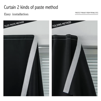 Blackout Window Curtain Panel with Magic Tape, Easy-Install Light Blocking Privacy Curtain for Bedroom, Living Room, Kitchen, Nursery, Office & Apartment, Removable Reusable Window Cover for Better Sleep, Home Privacy & Party Decoration