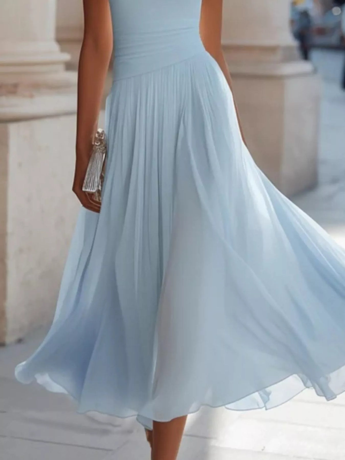 Full Size Sleeveless Cowl Neck Midi Dress