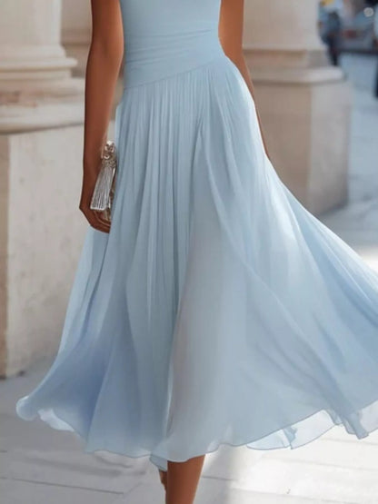 Full Size Sleeveless Cowl Neck Midi Dress