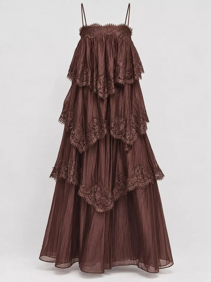 Layered Lace Tulle Maxi Dress