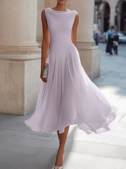 Full Size Sleeveless Cowl Neck Midi Dress