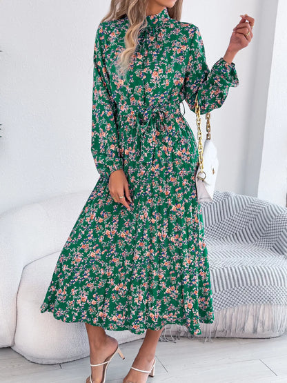 Floral Print Long Sleeve Midi Dress
