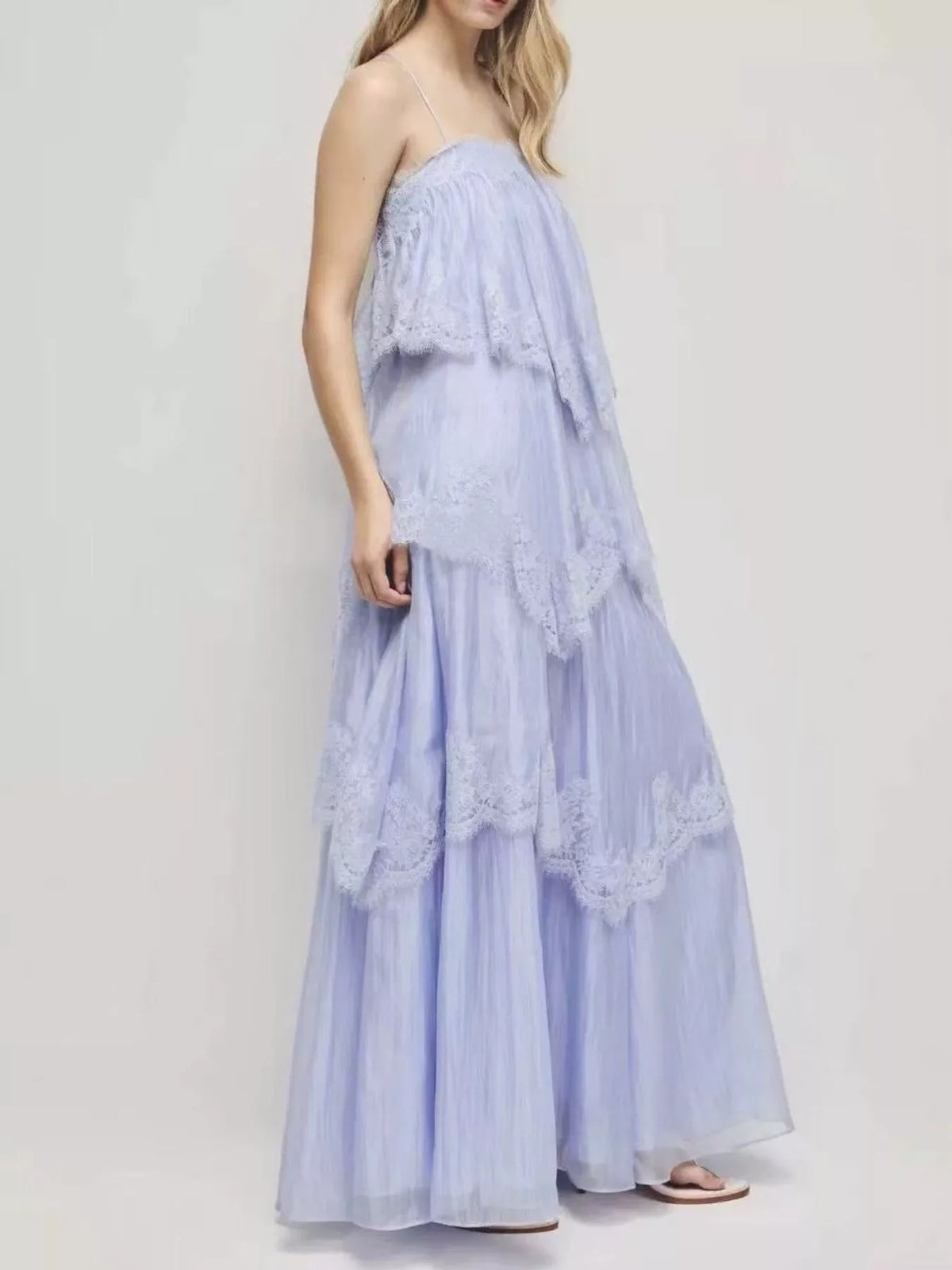 Layered Lace Tulle Maxi Dress