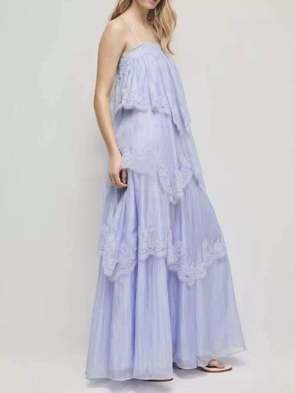 Layered Lace Tulle Maxi Dress