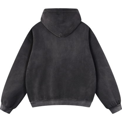 Black Eclipse Track Sun Fade Hoodie Contrast Tape Fleece Streetwear Oversized Y2K Tracksuit Set