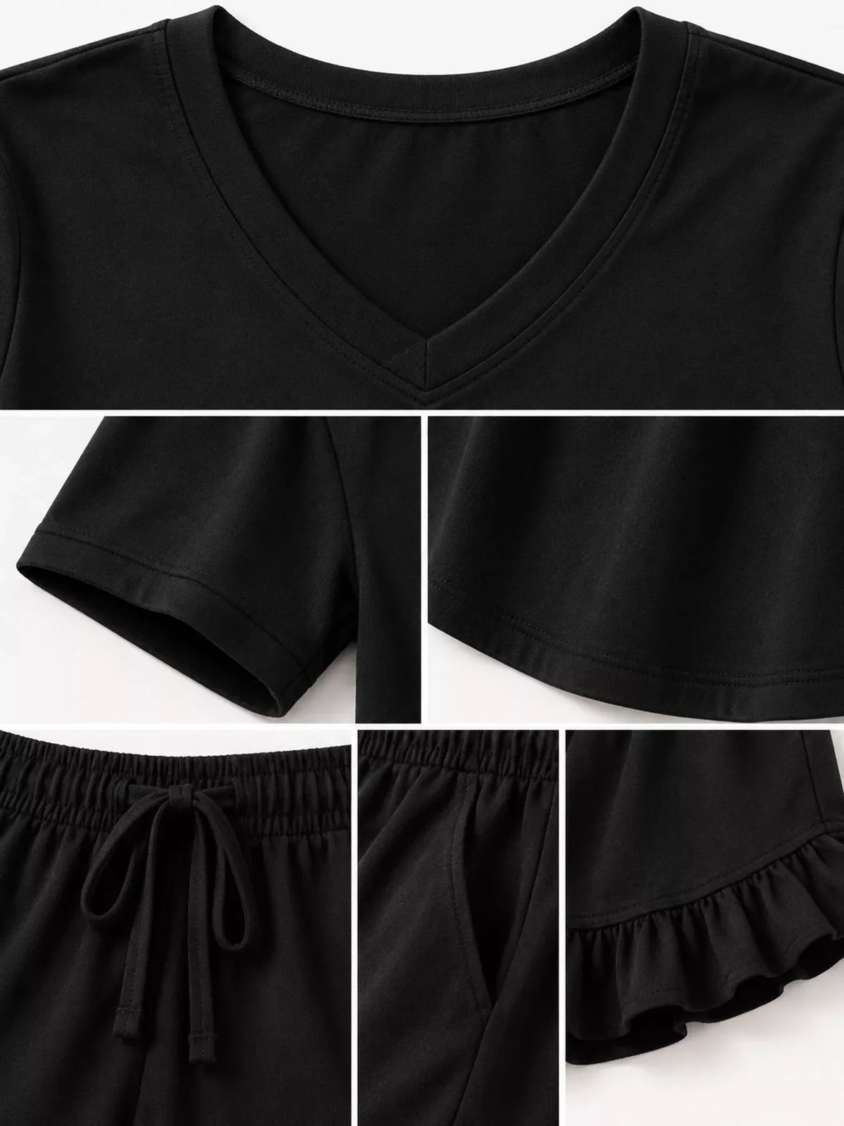 V-Neck Short Sleeve Lounge Set