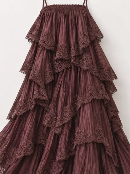 Layered Lace Tulle Maxi Dress