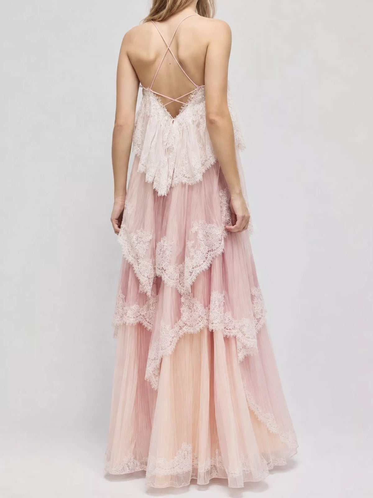 Layered Lace Tulle Maxi Dress