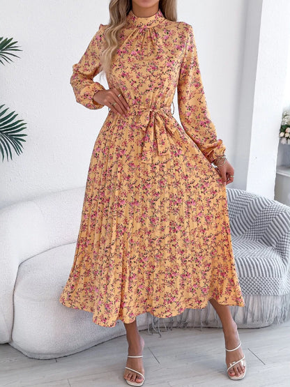 Floral Print Long Sleeve Midi Dress