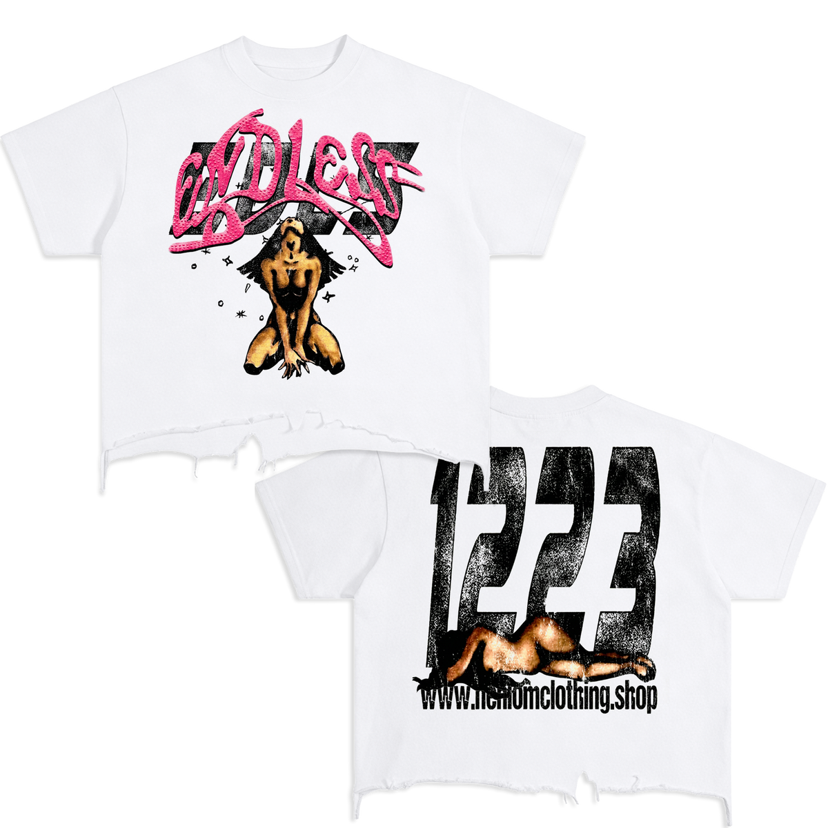 Endless Time Vintage Oversized Boxy T-shirt Streetwear Double Graphic Y2K